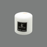 White Pillar Candle(7*7.5CM) compact design ideal for centerpieces and decor, unscented and smokeless